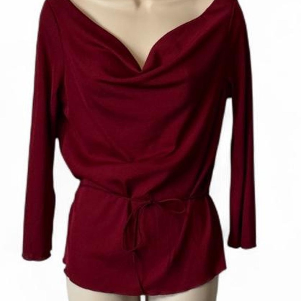 Vintage Y2K Deadstock Rave Burgundy Cowl Neck Top, Women's Size L